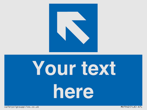 Custom Mandatory directional sign, blue arrow up and left